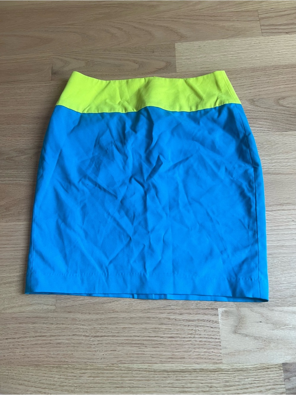 Prabal Gurung Blue and Neon Yellow Colorblock Mini Skirt
